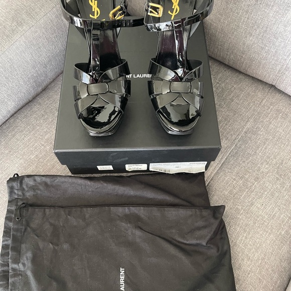 Saint Laurent
Tribute Patent Platform Sandals YSL Heels leather size 8 ysl shoes - Picture 3 of 15
